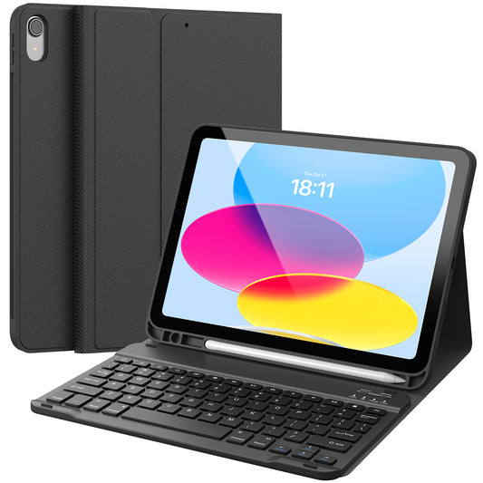 CHESONA Steps Series Keyboard Case for iPad 10th 10.9'', Black