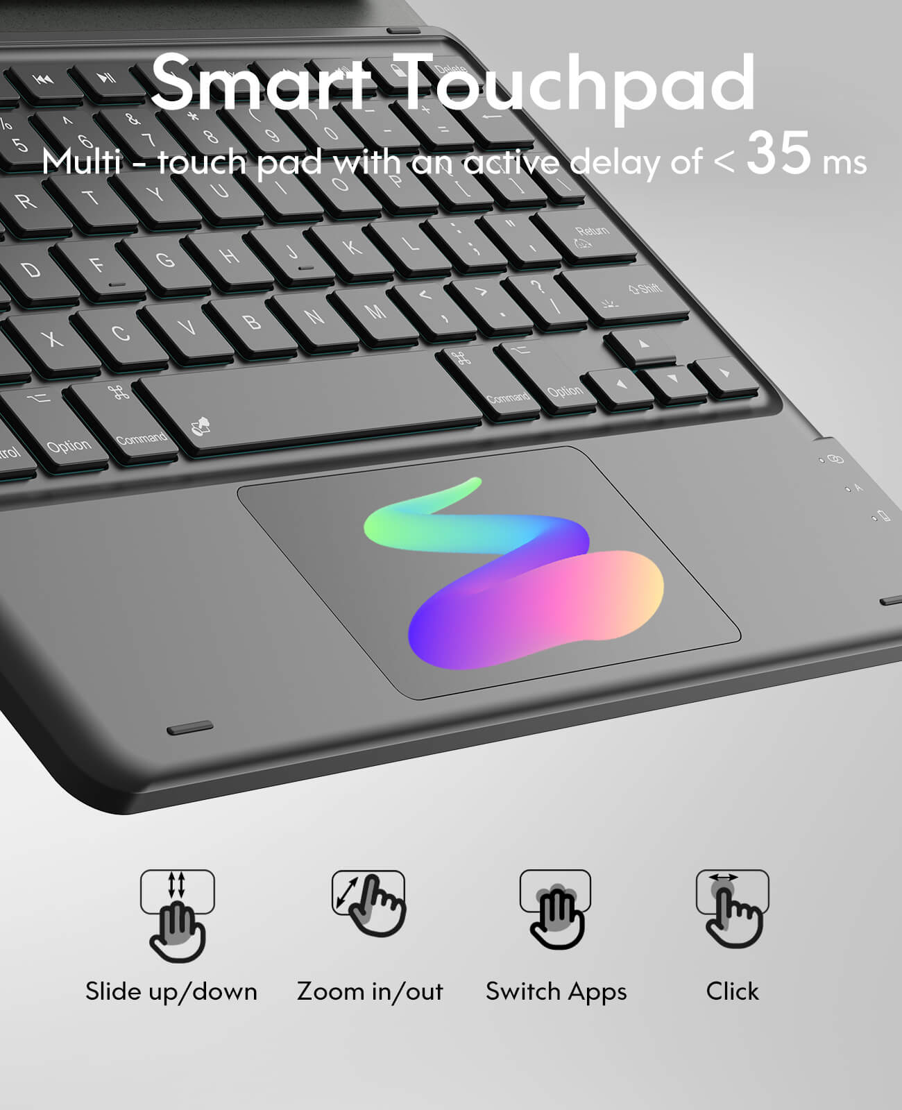 CHESONA Keyboard Case, Stain Resistant Cover, 7-Color Backlit, Smart Touchpad