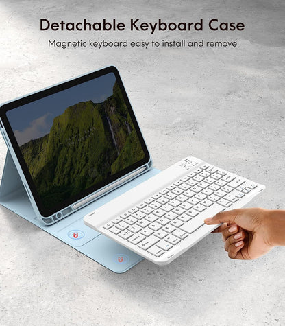 CHESONA Steps Series Keyboard Case for iPad 10th 10.9'', Light Blue