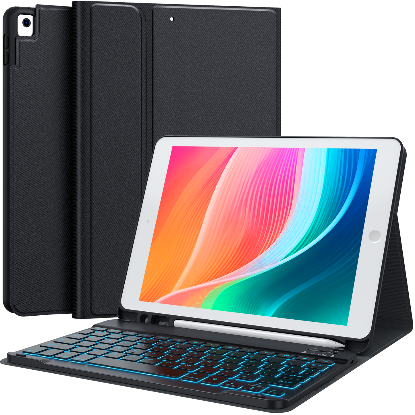 CHESONA Steps Series Backlit Keyboard Case for iPad 9th/8th/7th 10.2'' & iPad Pro 10.5'' & iPad Air 3rd Gen 10.5'' Black