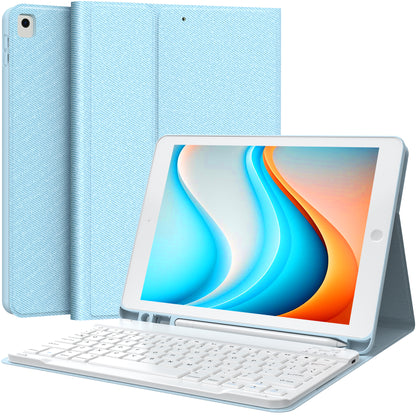 CHESONA Steps Series Keyboard Case for iPad 9th/8th/7th 10.2'' & iPad Pro 10.5'' & iPad Air 3rd Gen 10.5'' , Light Blue