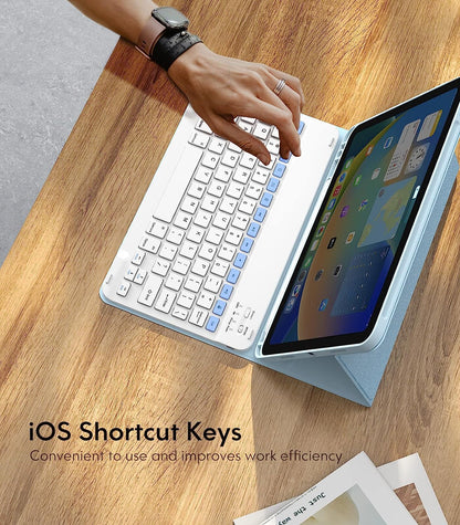 CHESONA Steps Series Keyboard Case for iPad 10th 10.9'', Light Blue