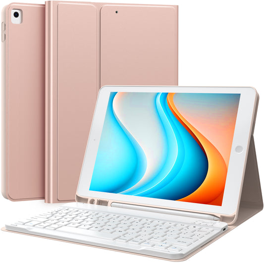 CHESONA Steps Series Keyboard Case for iPad 9th/8th/7th 10.2'' & iPad Pro 10.5'' & iPad Air 3rd Gen 10.5'', Rose Gold