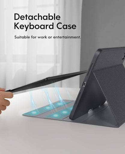 CHESONA Case with Keyboard, Magnetic Detachable Keyboard with Backlit, 2 Bluetooth Channels, Touchpad & Pencil Holder, Precise Cutouts Case