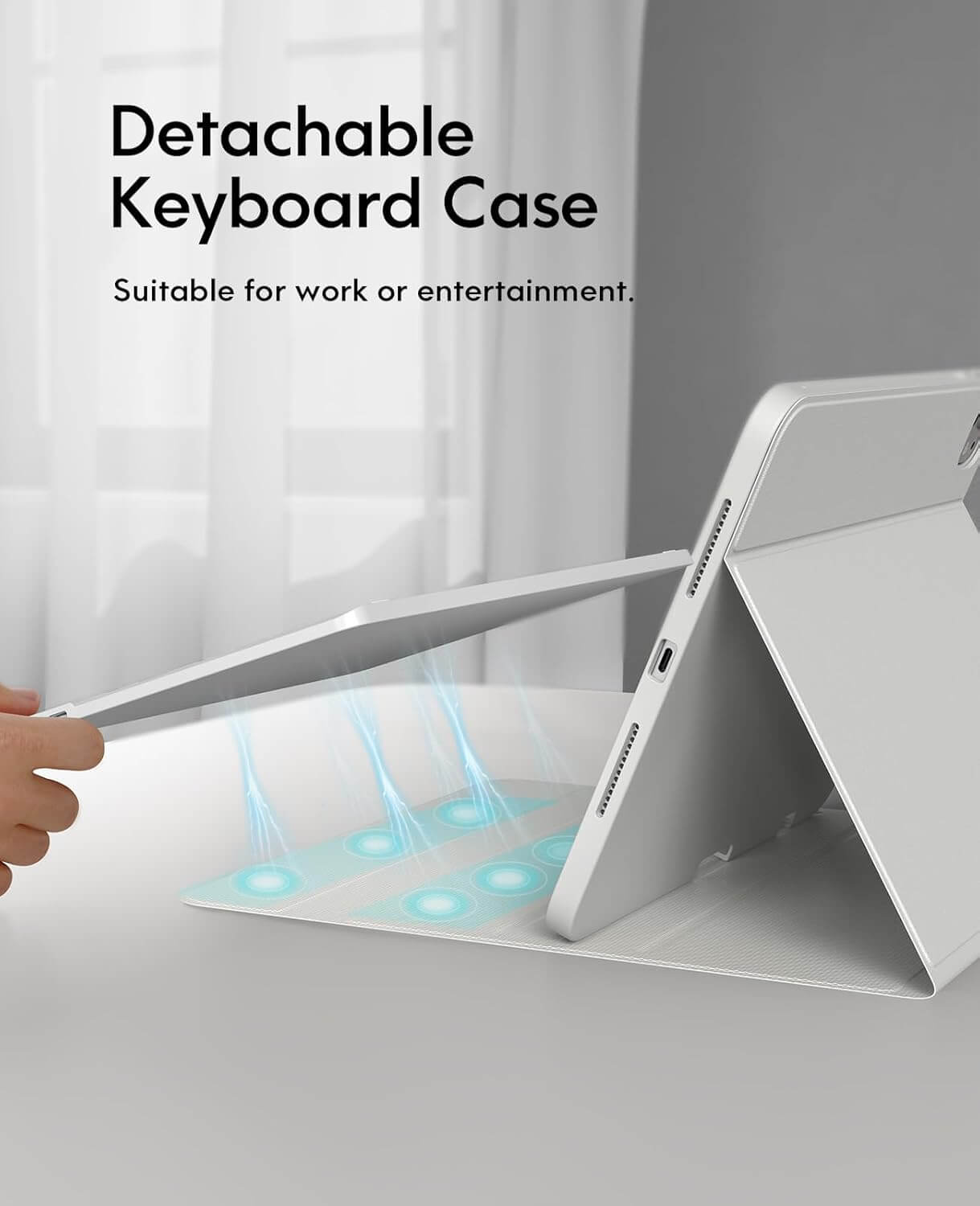 CHESONA Case with Keyboard, Magnetic Detachable Keyboard with Backlit, 2 Bluetooth Channels, Touchpad & Pencil Holder, Precise Cutouts Case