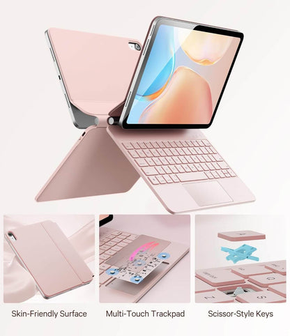 CHESONA Case with Keyboard, Magic-Style Keyboard Stand, 7 Color Backlit, Stain-Resistant Surface, Multi-Touch Trackpad