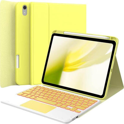 CHESONA iPad Keyboard Case, Stain-Resistant Cover, 7 Color Backlit, Support 2 BT Devices