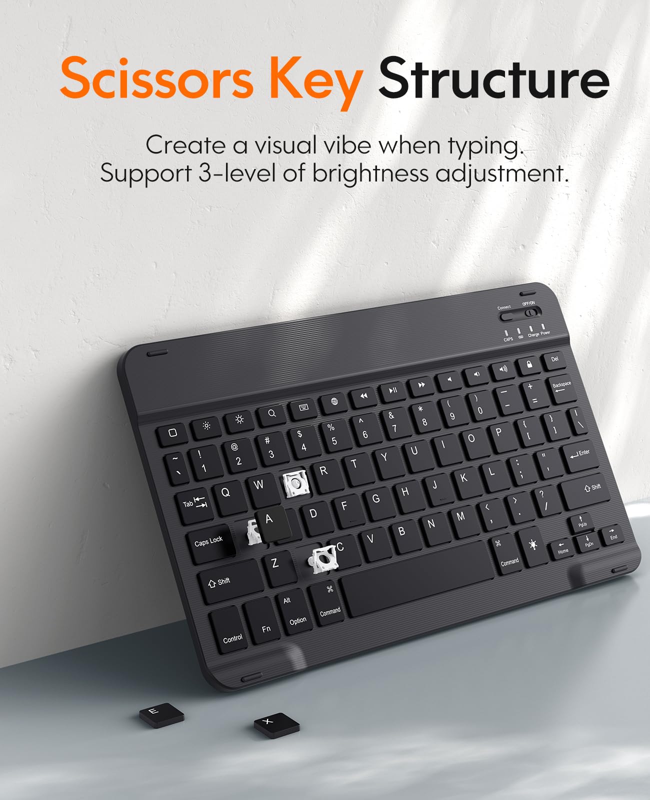 CHESONA Steps Series Backlit Keyboard Case for Samsung Galaxy Tab S9 11'' & S9 FE 10.9'', Black